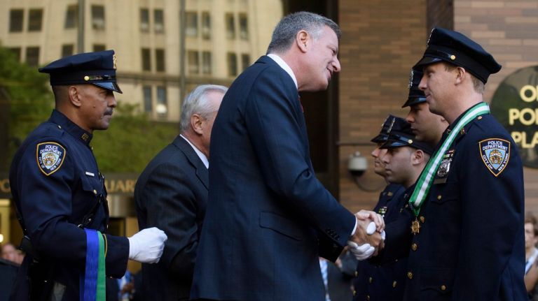 Police Officer Kenneth Healey received the NYPD Medal of Honor on June 14, 2016, at One Police Plaza in Manhattan.