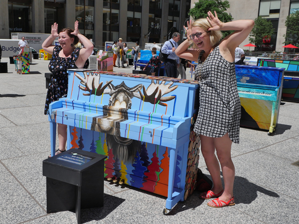 Photo by Milo Hess The 50 pianos were hand painted by local and internationally known artists, and will eventually brighten up music rooms in public schools across the city.
