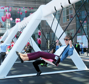 Swingin' tunes! Unleash your inner child — and musician — with this interactive art installation at Brookfield Place 3 Photo by Yannic Rack Swings are always fun for kids, but the musical swings at Brookfield through July 7 are fun for all ages.