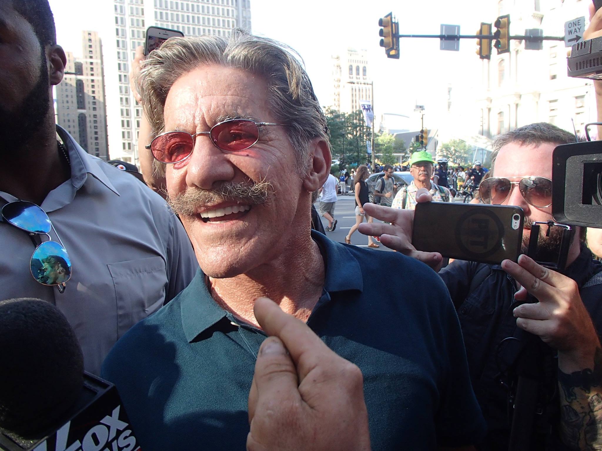 Geraldo Rivera was out reporting on the hot streets amid the protest marchers.