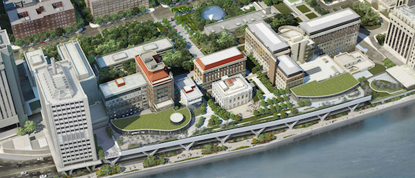 A rendering by the university shows the construction over the FDR that the modules currently being put in place will enable. | COURTESY: ROCKEFELLER UNIVERSITY 