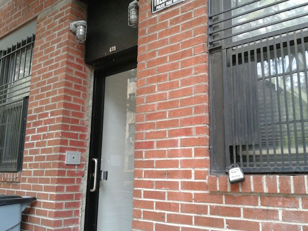 A lockbox at 439 W. 48th St., directly outside of a ground floor resident’s window. Photo courtesy Tom Cayler.