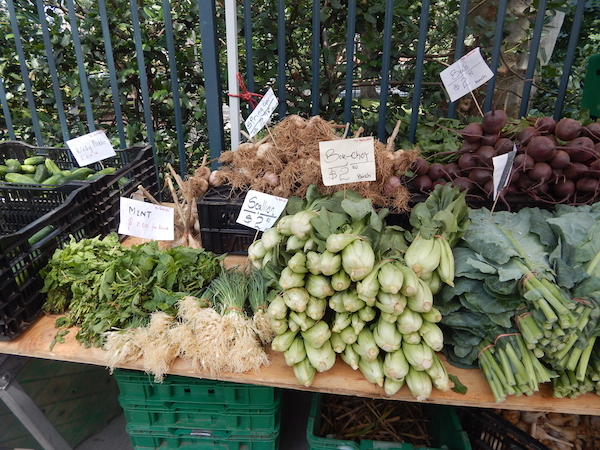 Farmers Market Produce Makes for Delicious Meals 3 Produce, including mint and bok choy on display at the Jersey Farm Produce stall at Chelsea Farmers Market. Photo by Jane Argodale.