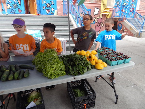 Farmers Market Produce Makes for Delicious Meals 4 The PS 11 Farm Market is run by students at the elementary school. Photo by Jane Argodale.