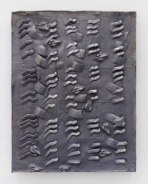 Buhmann on Art: ‘Persuasive Percussion’ 2 Athanasios Argianas: “Clay Pressings #2 (swimmers’ arms are oars, swimmers' arms are oars, your palms are oval).” 2016. Clay pressing, molded then electroformed in solid copper, matte grey cold patinatio (22-3/4 x 17-3/4 inches). Courtesy On Stellar Rays.