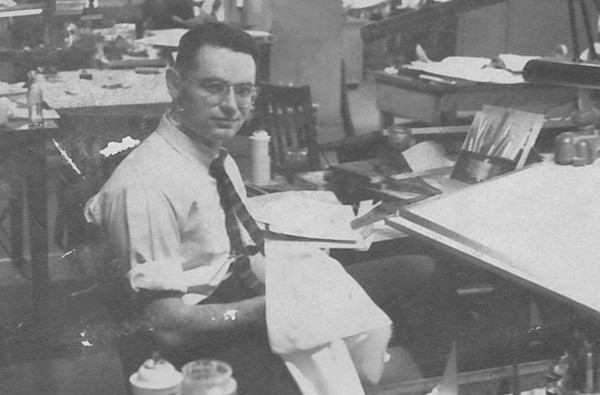Gene Glaberman working at his advertising agency in the 1970s. Photo courtesy Velma Hill.