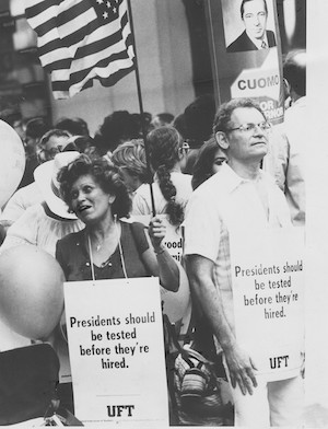 Penn South Pioneer Eugene Glaberman, 87, Lived His Liberal Values 3 Gene Glaberman, in the 1980s, at a rally in support of the teachers union. Image courtesy Velma Hill.