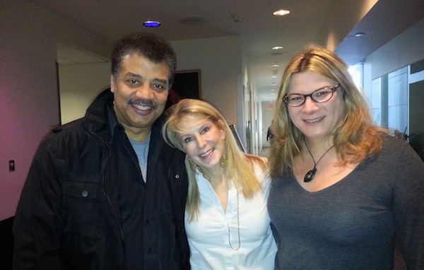 Dr. Rebecca Oppenheimer, (right) commissioned Lisa Beth Older (center) to create a work (“My Inner Cosmos”) for the American Museum of Natural History’s Department of Astrophysics. At left, astrophysicist Neil deGrasse Tyson. Photo courtesy Lisa Beth Older.