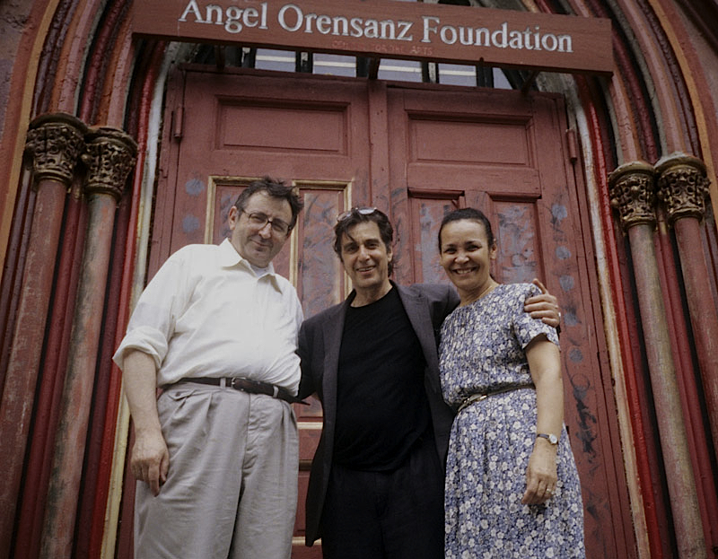 Al Orensanz with Al Pacino and Maria Neri, Orensanz's right-hand assistant at the Angel Orensanz Foundation.