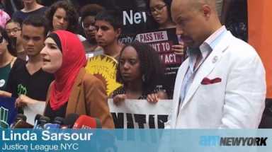 Protest against dropping of NYPD accountability bills for internal changes