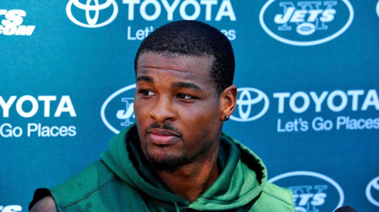 New York Jets free safety Marcus Gilchrist speaks with the media at Atlantic Health Jets Training Center in Florham Park, New Jersey on Wednesday, July 27, 2016. New York Jets Training Camp.