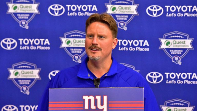 New York Giants head coach Ben McAdoo speaks with the media at Quest Diagnostics Training Center in East Rutherford, New Jersey on Thursday, July 28, 2016. New York Giants Training Camp.