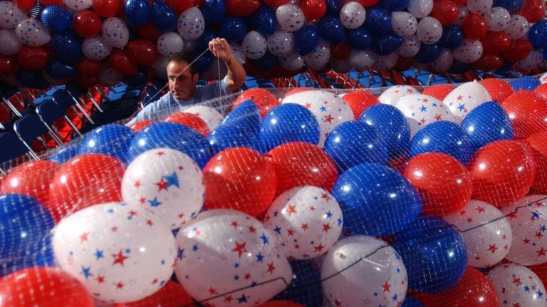 No fewer than 12,000 balloons were inflated on Aug. 27, 2004 at Madison Square Garden to be dropped on the final night of the Republican National Convention. 