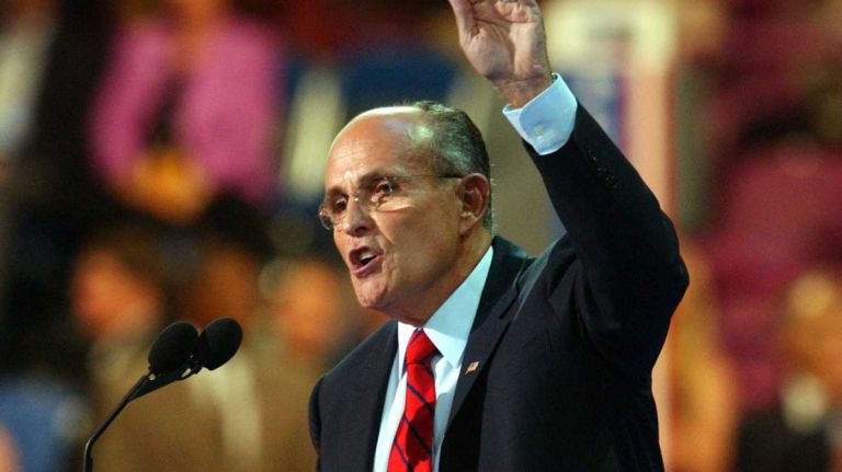 Former New York City Mayor Rudy Giuliani speaks at the Republican National Convention on Aug. 30, 2004, at Madison Square Garden.