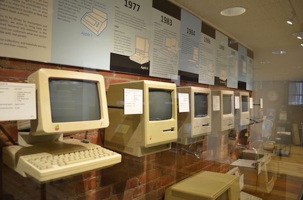 Tekserve’s “Mac Museum” includes an original Macintosh computer signed by Steve Wozniak. Photo by Alex Ellefson.