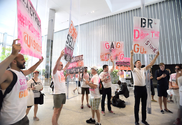 LGBT Anti-Gun Activists Target Asset Manager BlackRock 1 GAG demonstrators demanded that BlackRock divest its firearms stocks. Photo by Donna Aceto.