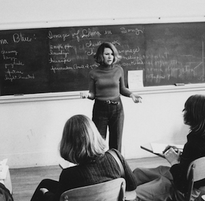 Bonnie Crown giving a lecture in 1978. Photo provided by Jeremy Crown. 