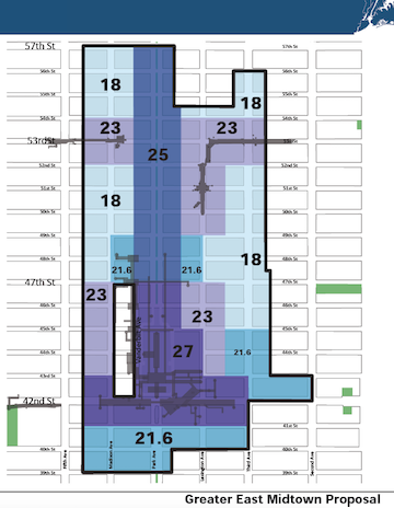 Floor Area Ratios proposed by the Department of City Planning for the Midtown East rezoning district. | NYC DEPARTMENT OF CITY PLANNING 