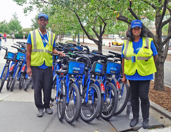 Photo by Milo Hess Battery Park City residents will no longer have to trouble themselves with the menial task of parking their own Citi Bikes, now that the docking station at West and Chambers Sts. offer new bike valet service.