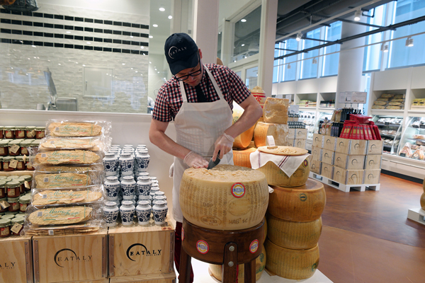 Photo by Milo Hess The big cheese showed for the preview event of Eataly's new venture at 4 WTC.