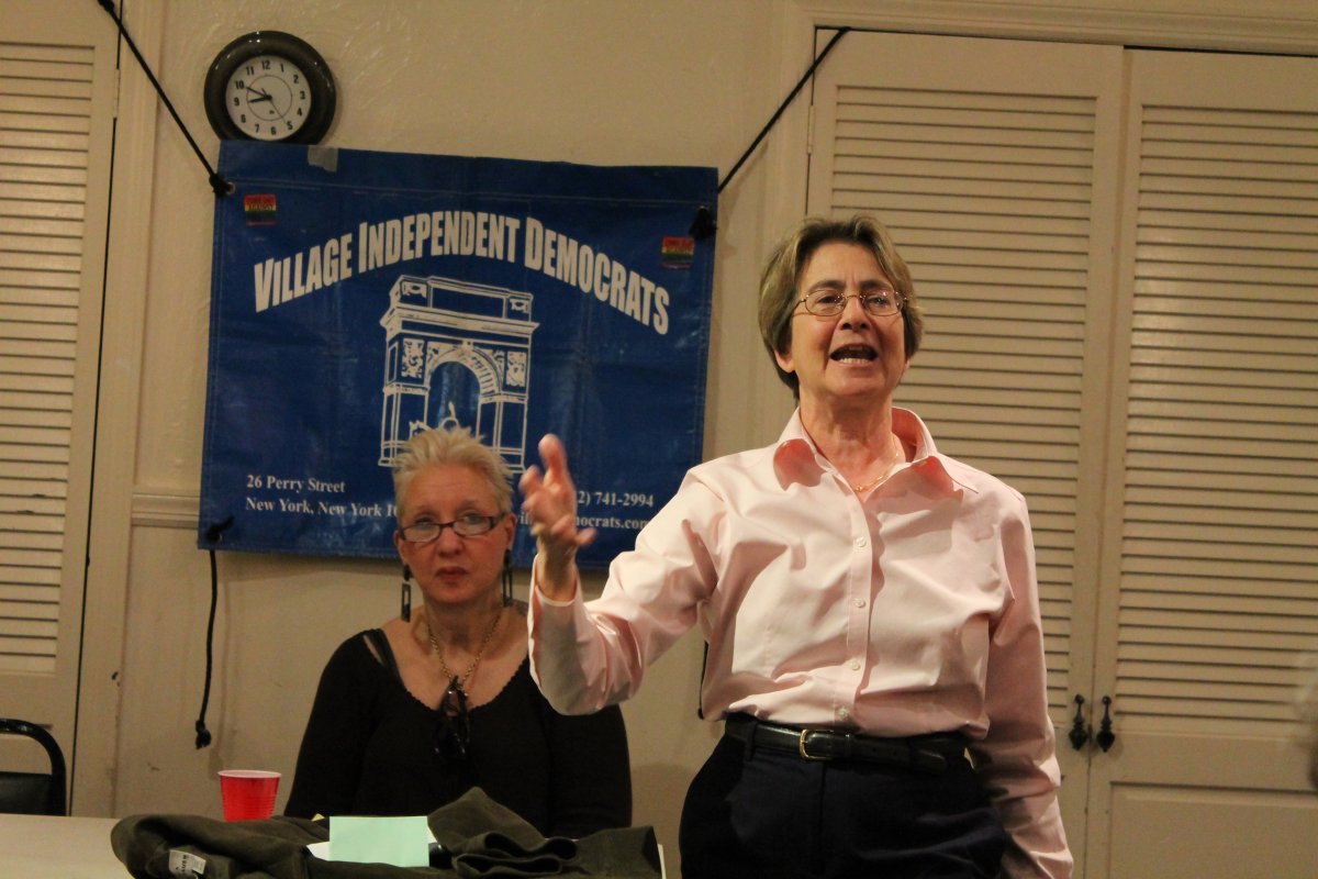 Deborah Glick speaking at a meeting of the Village Independent Democrats. Photo by Lincoln Anderson