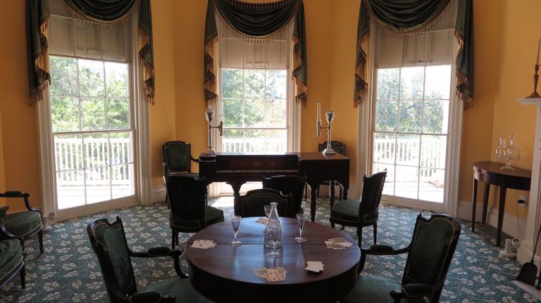 The pianoforte is an original artifact from Hamilton's home. According to the park service, it was made by English pianist and manufacturer Muzio Clementi. 