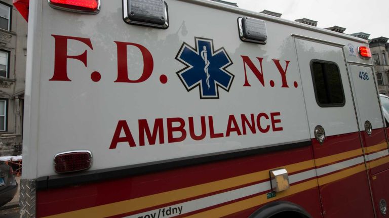 A pedestrian was struck by an FDNY ambulance like this one at the corner of Second Avenue and East 14th Street near the East Village on Aug. 29, 2016, police said.