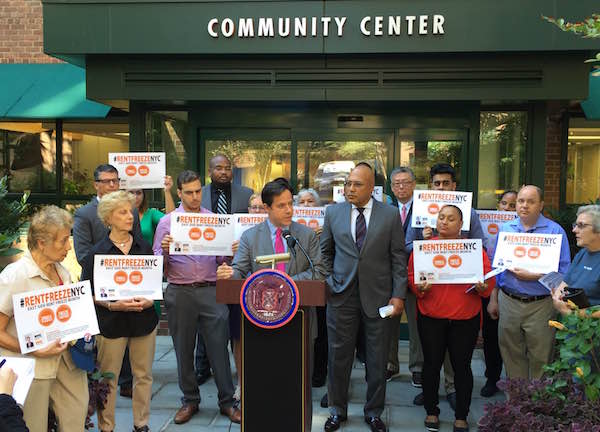 City Councilmember Dan Garodnick and Finance Commissioner Jacques Jiha announce the month-long drive in October to enroll East Siders in two rent freeze programs available for seniors and disabled tenants. | OFFICE OF COUNCILMEMBER DAN GARODNICK 