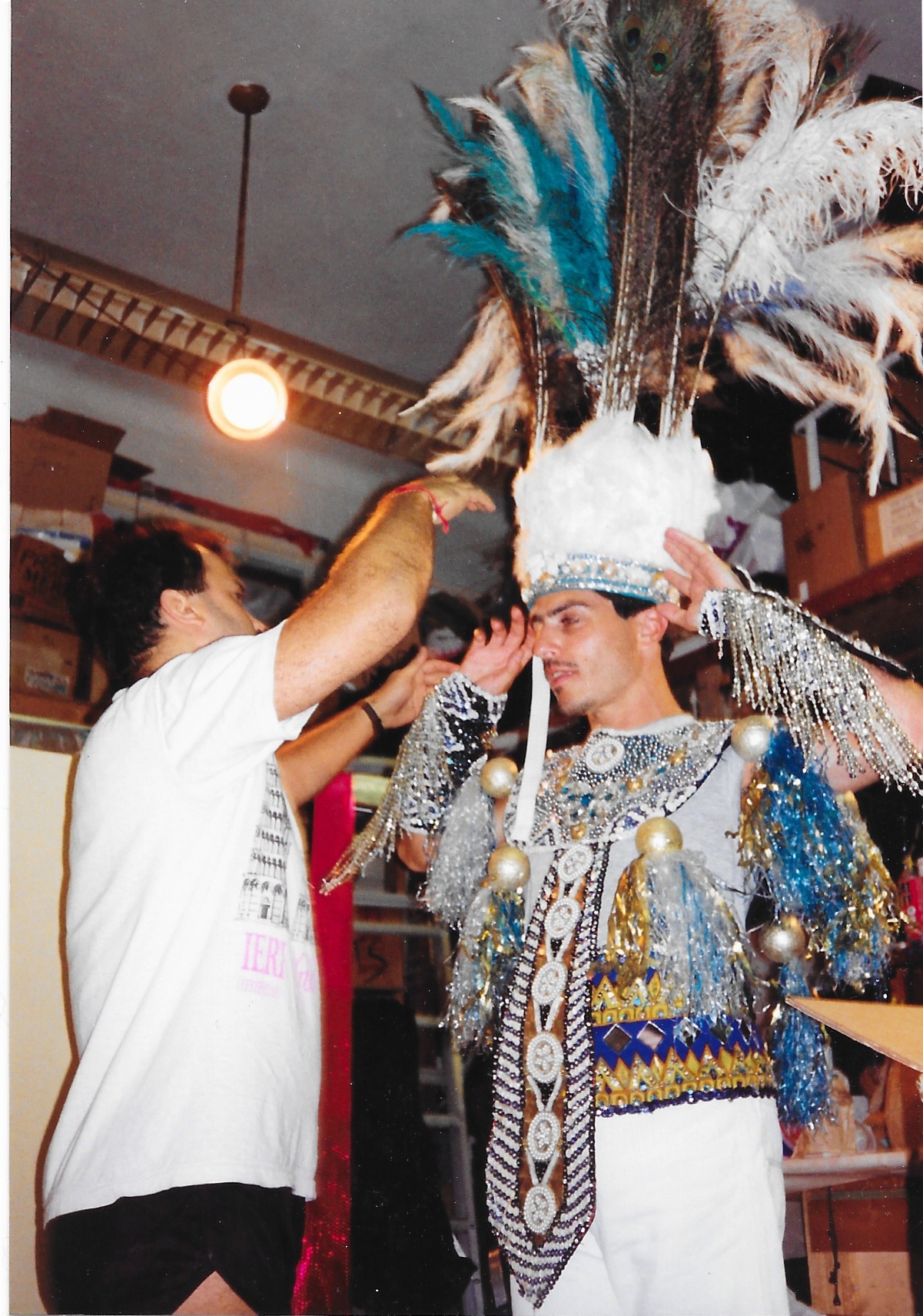 Inside the Empire Loisaida Samba School studios at the squatted CUANDO community center on Second Ave. and E. Houston St., preparing for the Carnival of Loisaida, held Aug. 29, 1993. Photo by Elizabeth-Ruf Maldonado