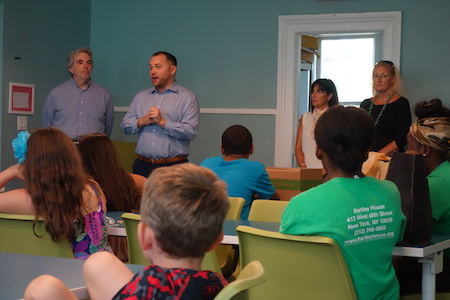 City Councilmember Corey Johnson address the youth at Hartley House. | OFFICE OF COUNCILMEMBER COREY JOHNSON 