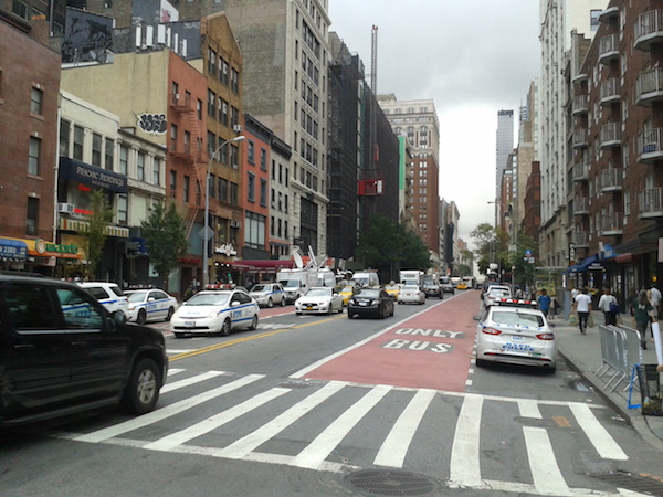A view of W. 23rd St., looking to Sixth Ave., on the morning of Tues., Sept. 20. The road has been reopened to vehicular traffic and pedestrians. Photo by Scott Stiffler.