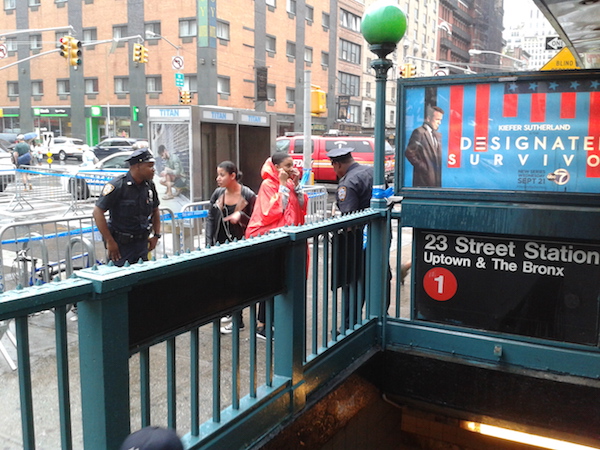 Chelsea Explosion Aftermath: Need to Know Basics 3 There’s still a heavy police presence in the W. 23rd St. area. The 1 train will be skipping the pictured 23 Street Station (in both directions) until further notice. Photo by Scott Stiffler