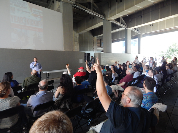 Councilmember Johnson kicked Sept. 17’s event by name-dropping past winners and praising Participatory Budgeting as “grassroots democracy in action.” Photo by Sean Egan.