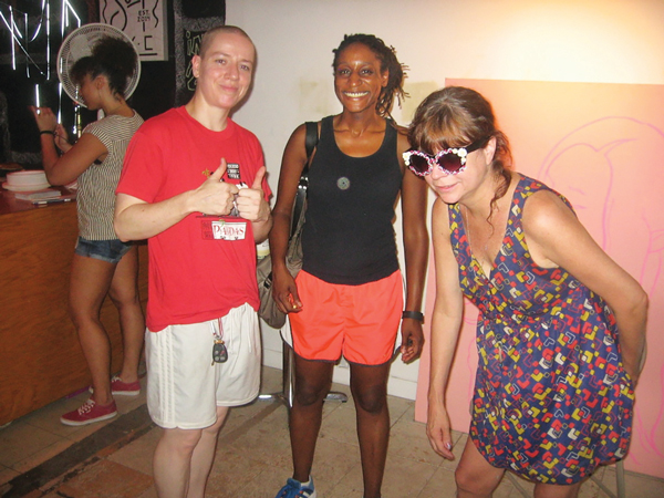 Rev. Jen (right) and friends at the opening night of her Chinatown Soup art show, also attended by City Council Speaker Melissa Mark-Viverito. Photo by John Foster.