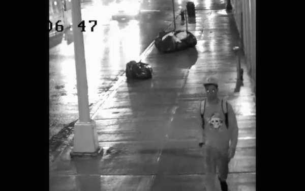 The W. 28th St. purse-snatcher, described as being between 20-30-years-old, 140-160 lbs., and last seen wearing a baseball cap, a backpack, and a long-sleeved shirt with a skull logo on front. Image courtesy DCPI.