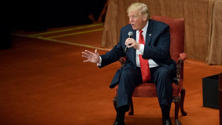 Republican presidential candidate Donald Trump released his medical records on Thursday, Sept. 15, 2016. Above, Trump answers questions during the Economic Club of New York Luncheon at the Waldorf Astoria in Manhattan on Sept. 15, 2016. 