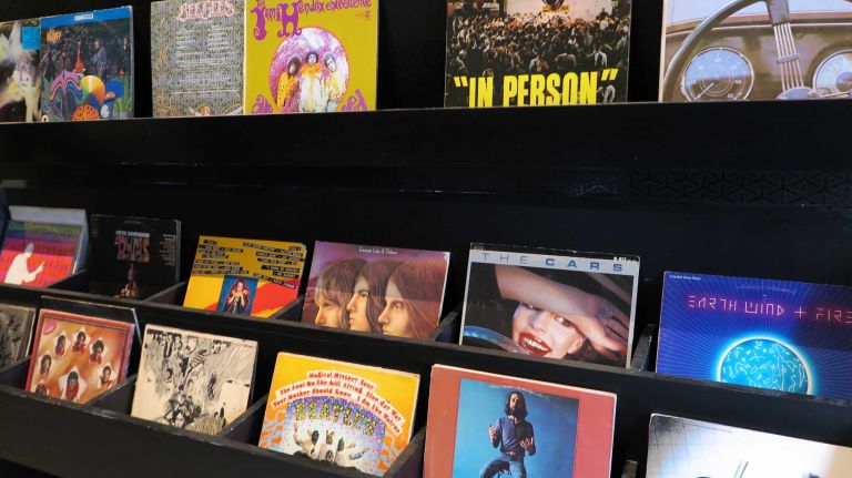 The first floor doubles as a main bar, which is quite grandiose, and The VNYL Coffee Co., a boutique vinyl shop, with a record collection curated by Grenier himself.