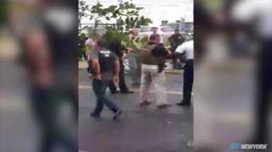 Eyewitness video of Chelsea bombing suspect being put into custody
