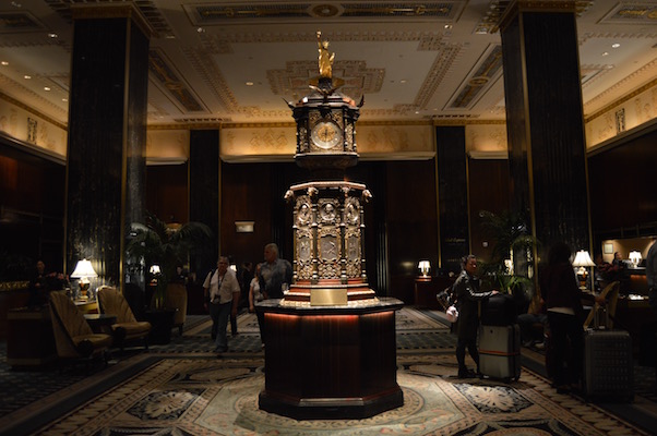 The clock in Peacock Alley, just off the Park Avenue Lobby at the Waldorf Astoria Hotel. | JACKSON CHEN