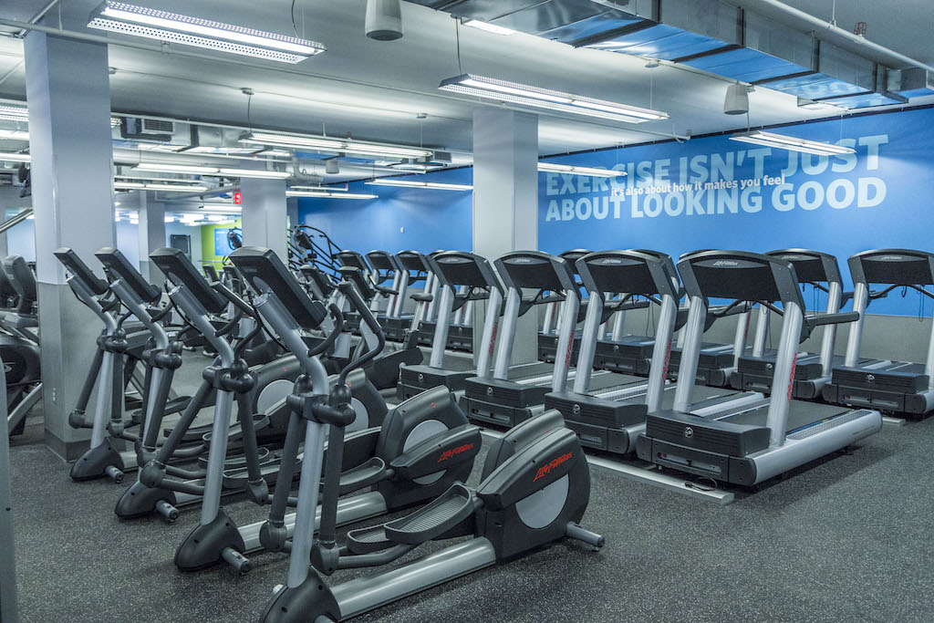 Some of the new gym's cardio equipment.