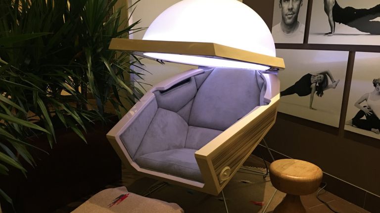 Meditate in a pod at Pure Yoga’s Somadome 2 The Somadome at Pure Yoga's Upper West Side location.