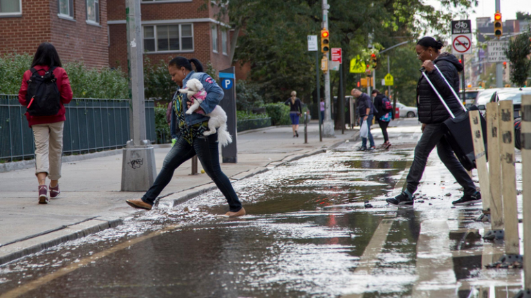 A water main break shut down several streets in Chelsea on Wednesday, Oct. 12, 2016.