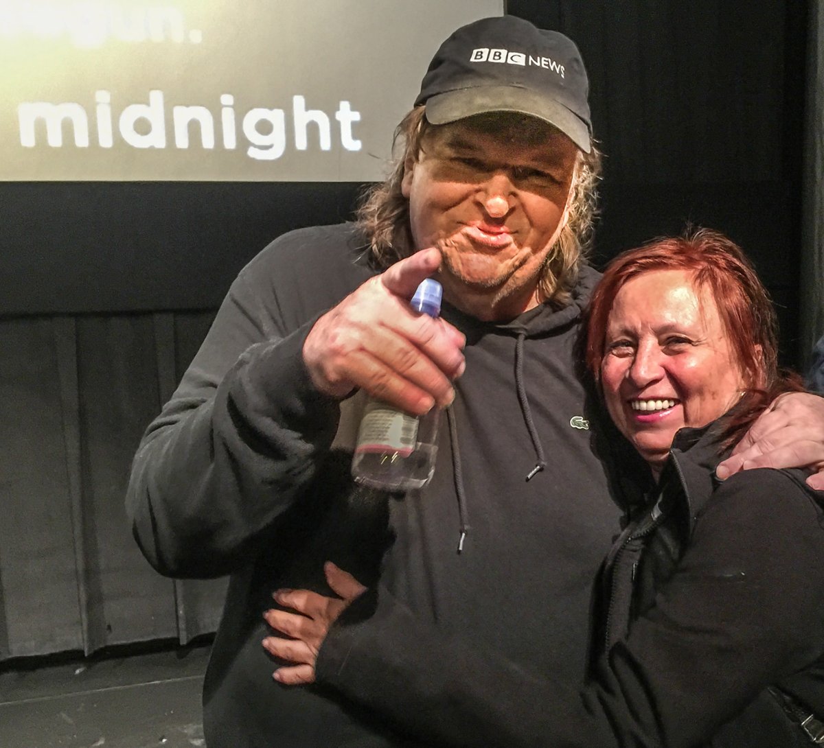 Talking Donald and Detroit with Michael Moore 1 Michael Moore and Judi Jupiter. Photo by Tequila Minsky
