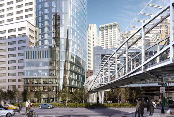 Bridge over the river ‘WHY?’: Locals question city’s plan to save money at expense of safety 1 DBOX A rendering of the new West Thames Street Pedestrian Bridge expected to be completed in early 2018 — possibly as long as nine months after the existing overpass at Rector St. is due to close, leaving Battery Park City residents in the area without an elevated crossing.