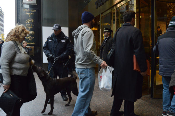 Visitors to Trump Tower being screened before entry. | JACKSON CHEN