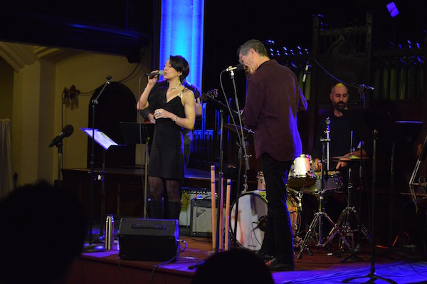 Vocalist Jocelyn Medina performs with Steve Gorn on bansuri flute and Mark Ferber on drums. | JACKSON CHEN