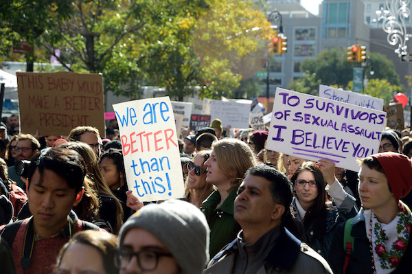 Trump Tower: #NotMyPresident Ground Zero 5 The crowd included many stunned that an alleged sexual predator won election as president. | DONNA ACETO