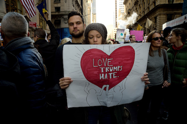 Trump Tower: #NotMyPresident Ground Zero 9 Despite their anger, demonstrators also expressed idealism about the nation's ability to contain their worst fears about a Trump presidency. | DONNA ACETO