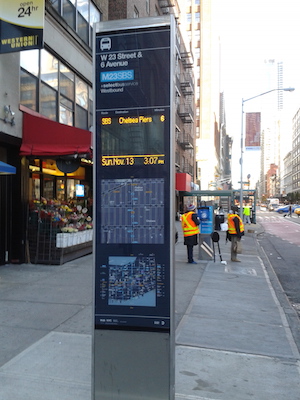 Upgraded M23 Bus Still Riding A Learning Curve 1 SBS service includes information hubs that tell you when the next bus will arrive at your stop. Photo by Scott Stiffler.