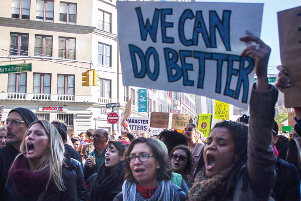 Throngs of demonstrators begin to leave Union Square. Photo by Zach Williams.